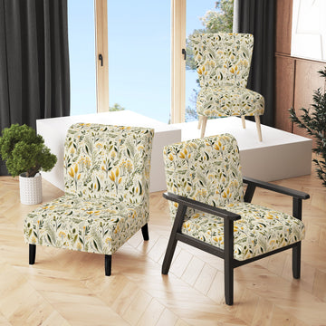 Yellow And Green Floral Simplicity - Cottage Arm Chair